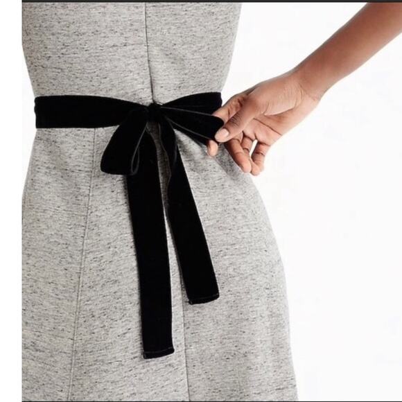 J. Crew Size 14 A Line Gray Dress Velvet Tie Belt EUC Back Zip Midi Length G8476 - Picture 5 of 14
